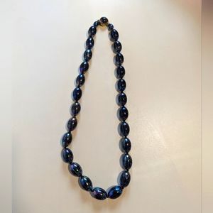 Vintage Signed West Germany Black Iridescent Beaded Necklace